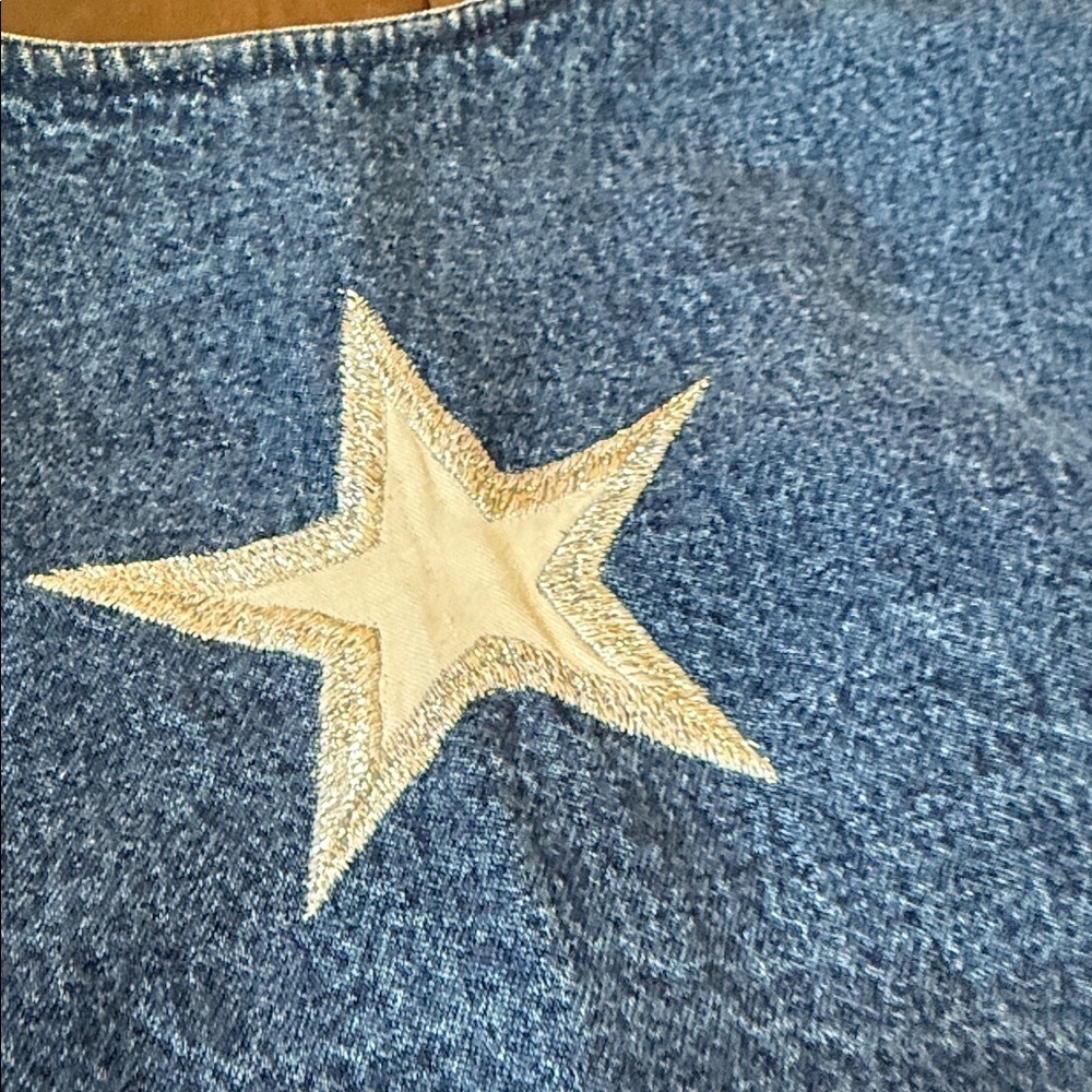 VINTAGE Texas RHYTHM BLUE WOMEN'S BLUE DENIM VEST XL - Picture 9 of 13